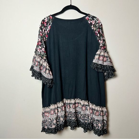 Chic Soul boho mixed media flowy sleeves long lined tunic top plus size 3X - Picture 2 of 11